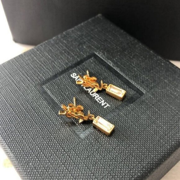 Sophisticated Gold Dangle with Rectangular Crystal - Picture 8 of 9